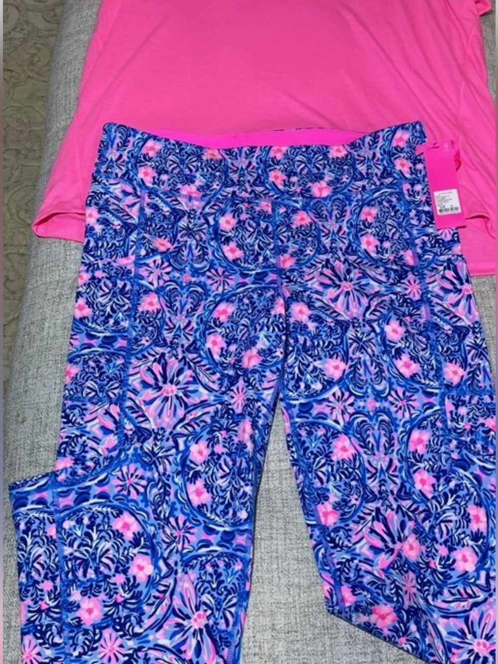 Lilly Pulitzer Blue and Pink Paisley Leggings Weekender high rise